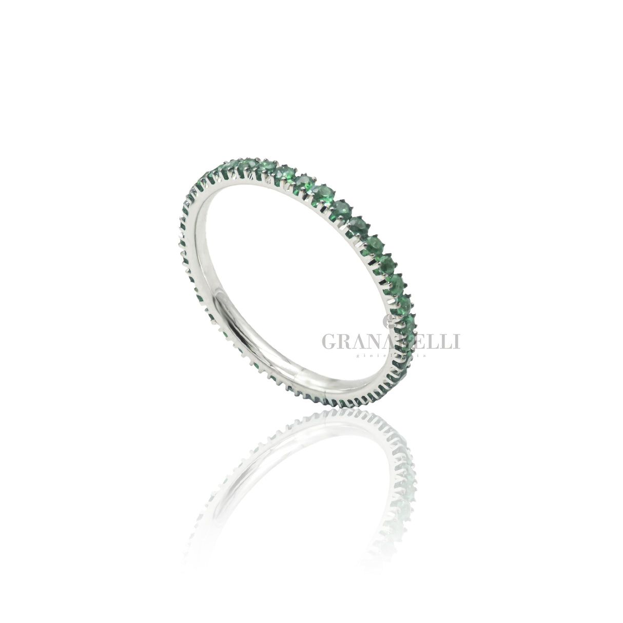 Anello Fedina Smeraldi 0.50kt in Oro Bianco-Anelli-CRIVELLI-Gioielleria Granarelli