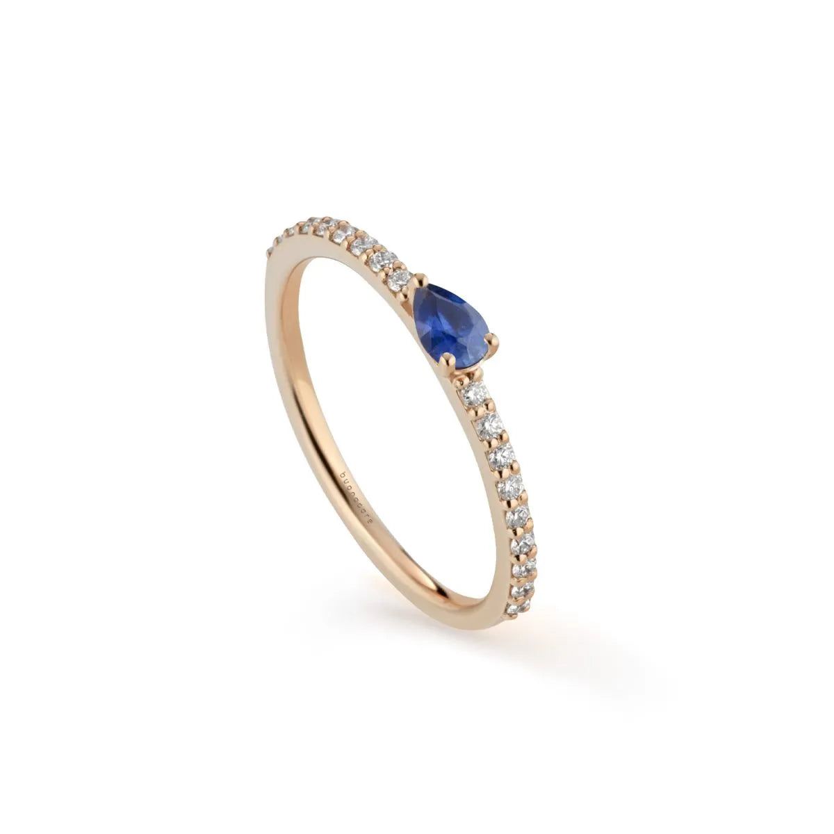 Anello Fedina di zaffiri e diamanti in Oro Rosa