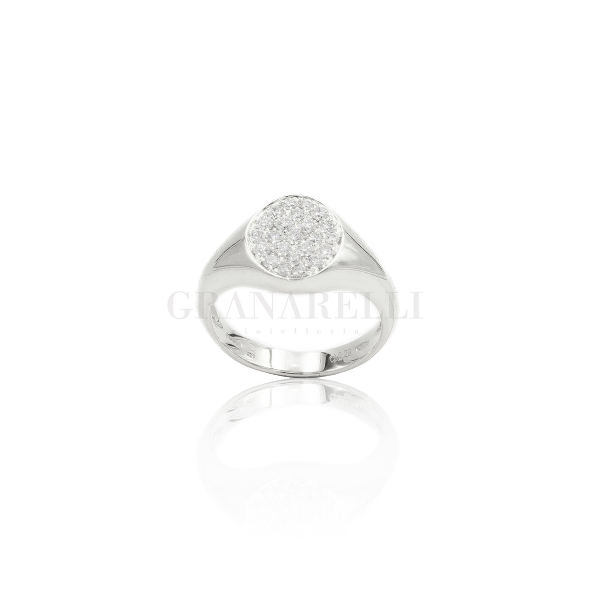 Anello Chevalier Pavé di Diamanti Oro bianco