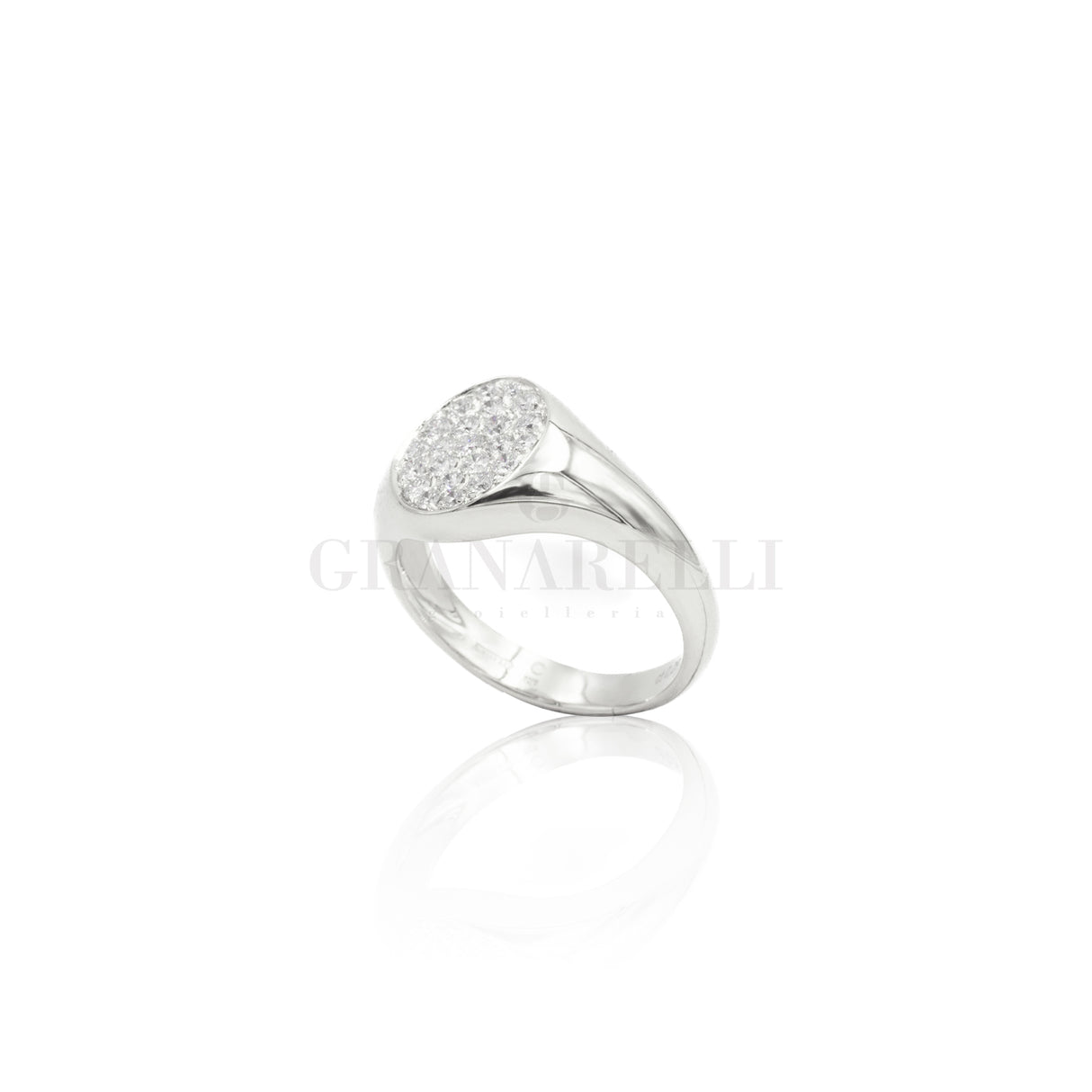 Anello Chevalier Pavé di Diamanti Oro bianco