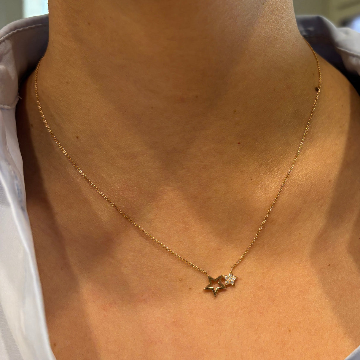 Girocollo Doppia Stella in oro Rosa
