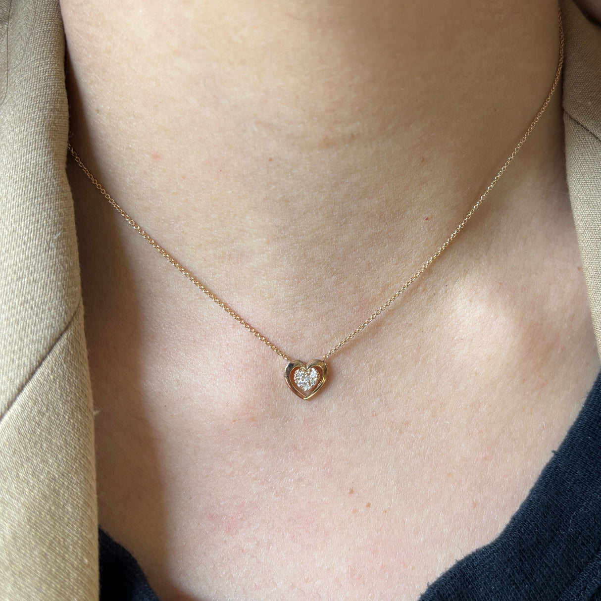 Girocollo Doppia Cuore in oro giallo