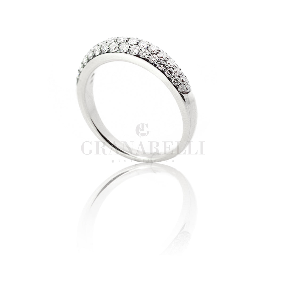 Pavè-Diamant-Chevalier-Ring aus Weißgold