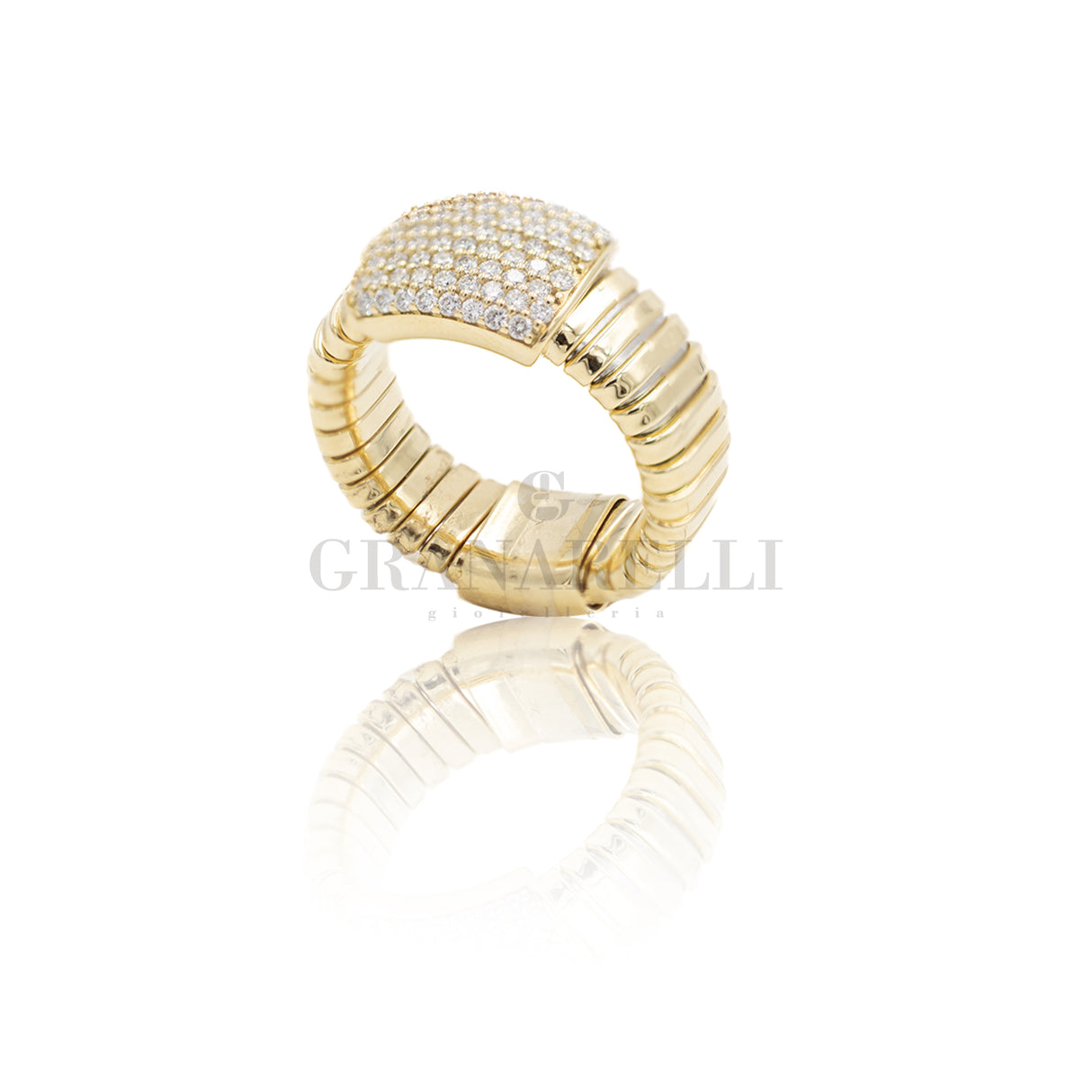 Anello Tubogas con Diamanti Bianchi