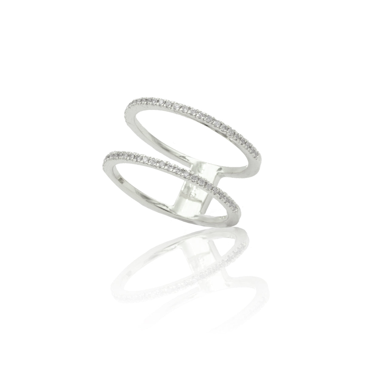 Double Diamond Fedine ring in white gold