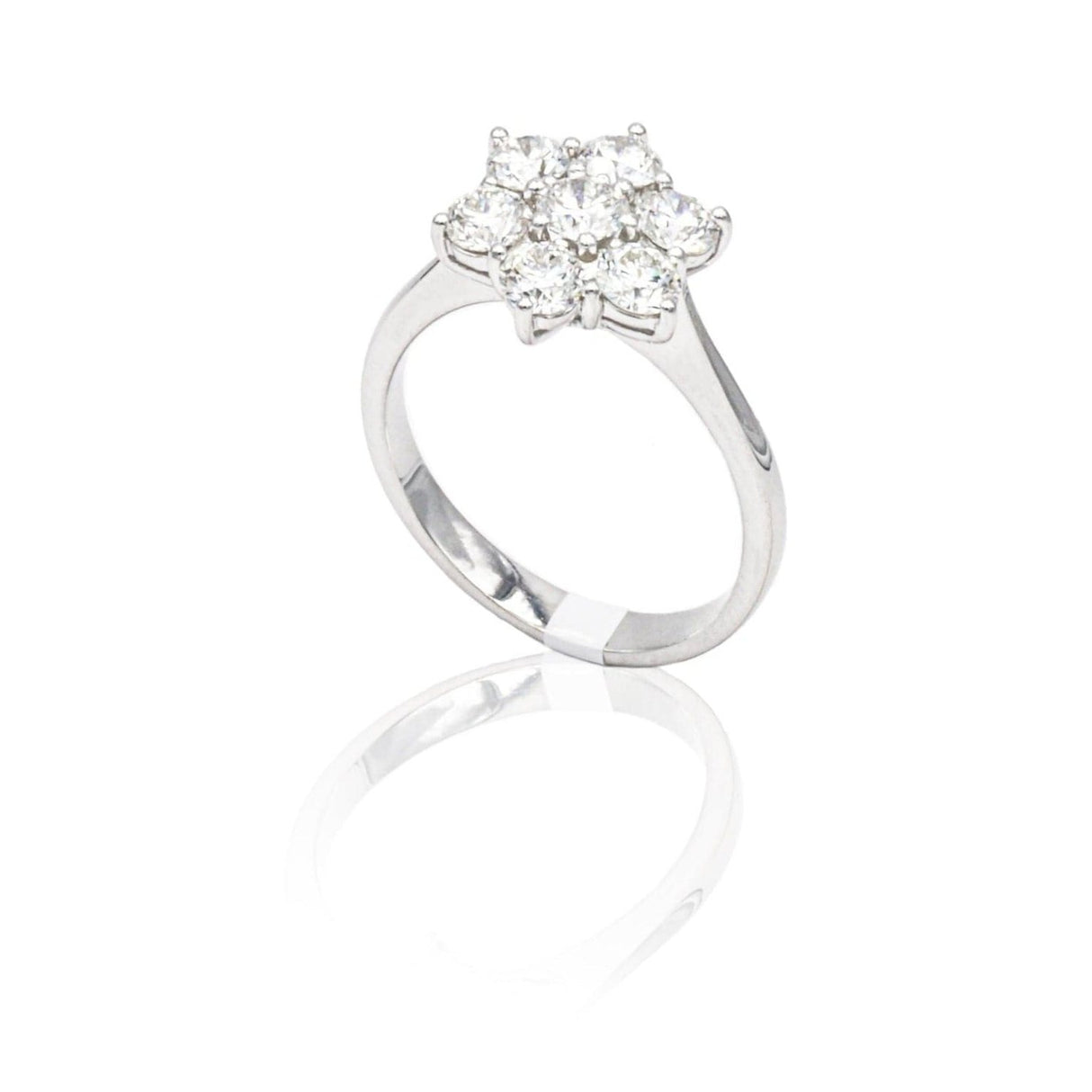 Anello Fiore con Diamanti 2.22kt in Oro Bianco-Anelli-GRANARELLI-Gioielleria Granarelli