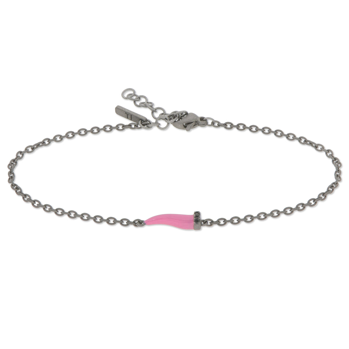 BRACCIALE CON CORNETTO MINI SMALTATO ROSA E DIAMANTI BLACK-Bracciali-MANO-Gioielleria Granarelli