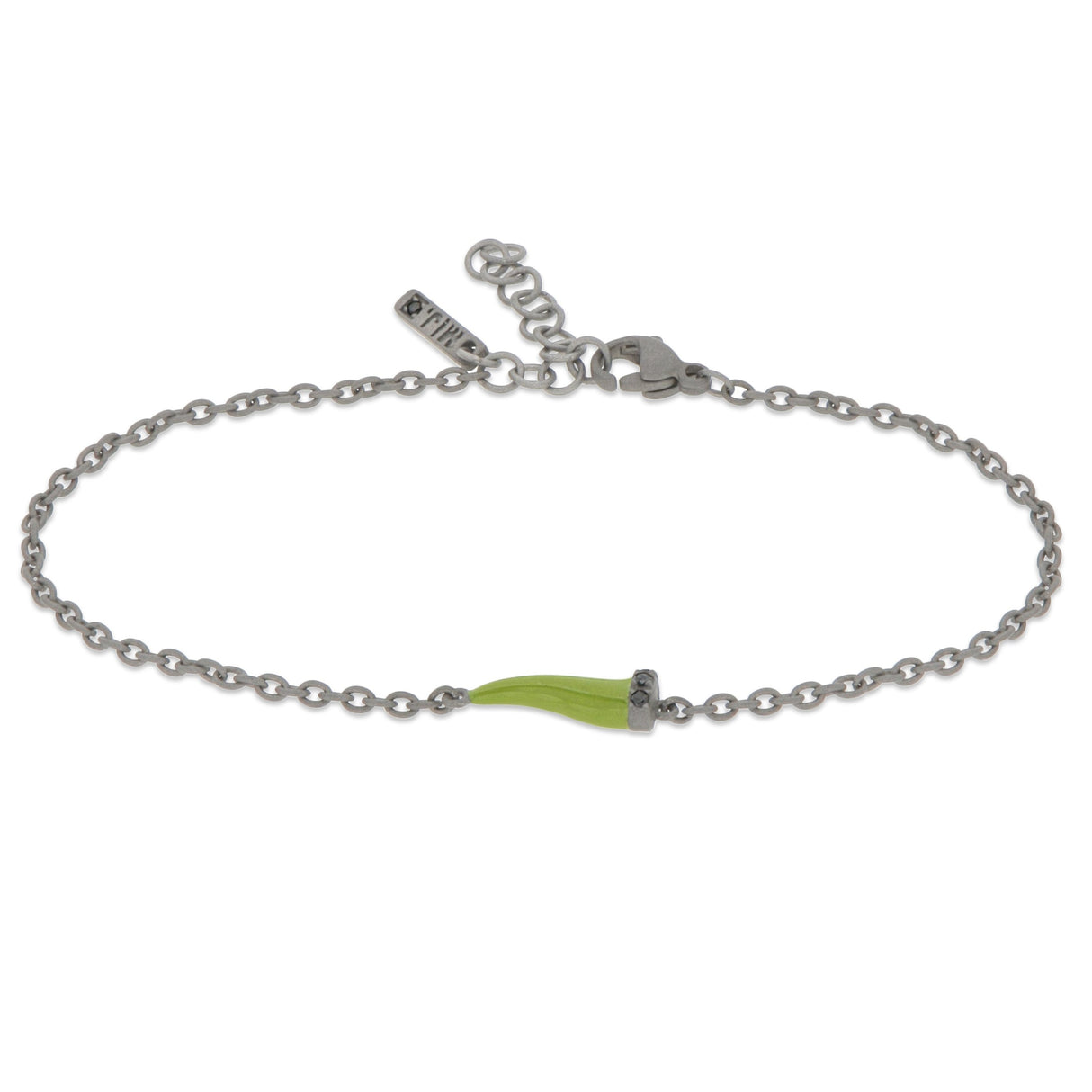 BRACCIALE CON CORNETTO MINI SMALTATO VERDE MILITARE E DIAMANTI BLACK-Bracciali-MANO-Gioielleria Granarelli