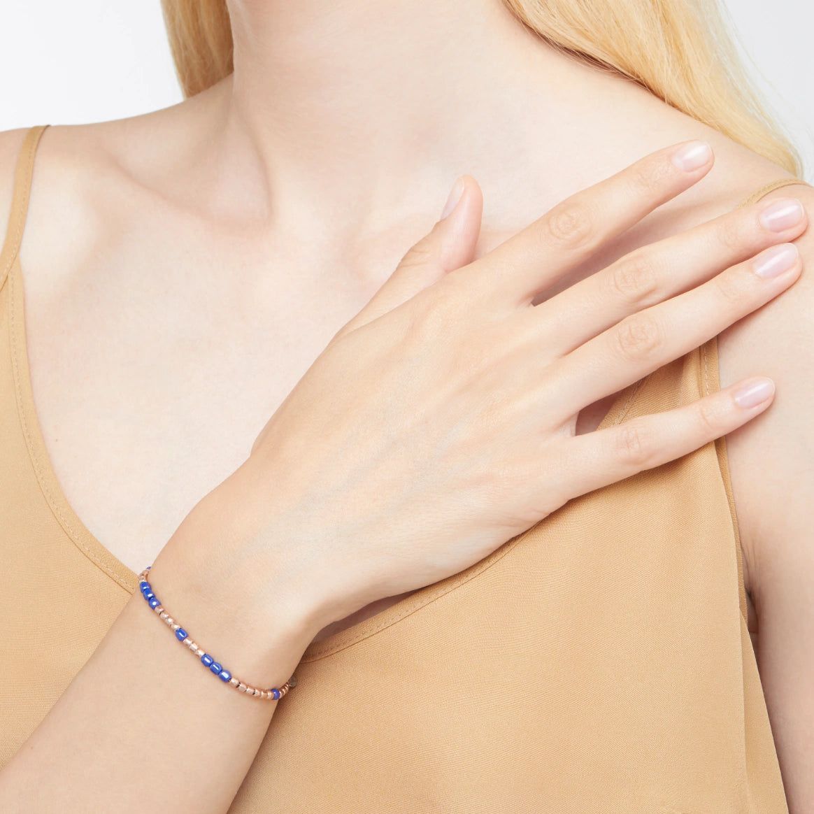 Bracciale DoDo Mini Granelli Oro Rosa e Ceramica Blu-DODO-Gioielleria Granarelli