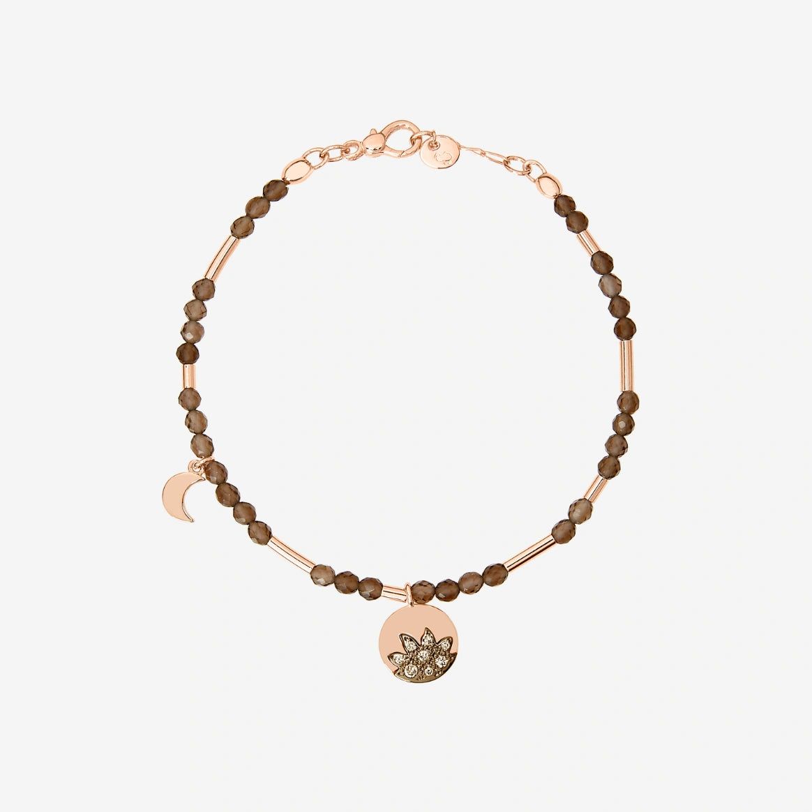 Bracciale DoDo Moon&Sun Quarzo Fumè Oro Rosa e Diamanti Brown-DODO-Gioielleria Granarelli