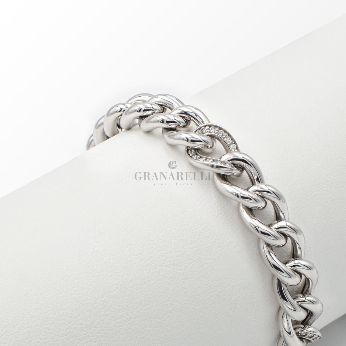Bracciale Groumette Oro Bianco e Diamanti-Bracciali-GRANARELLI-Gioielleria Granarelli