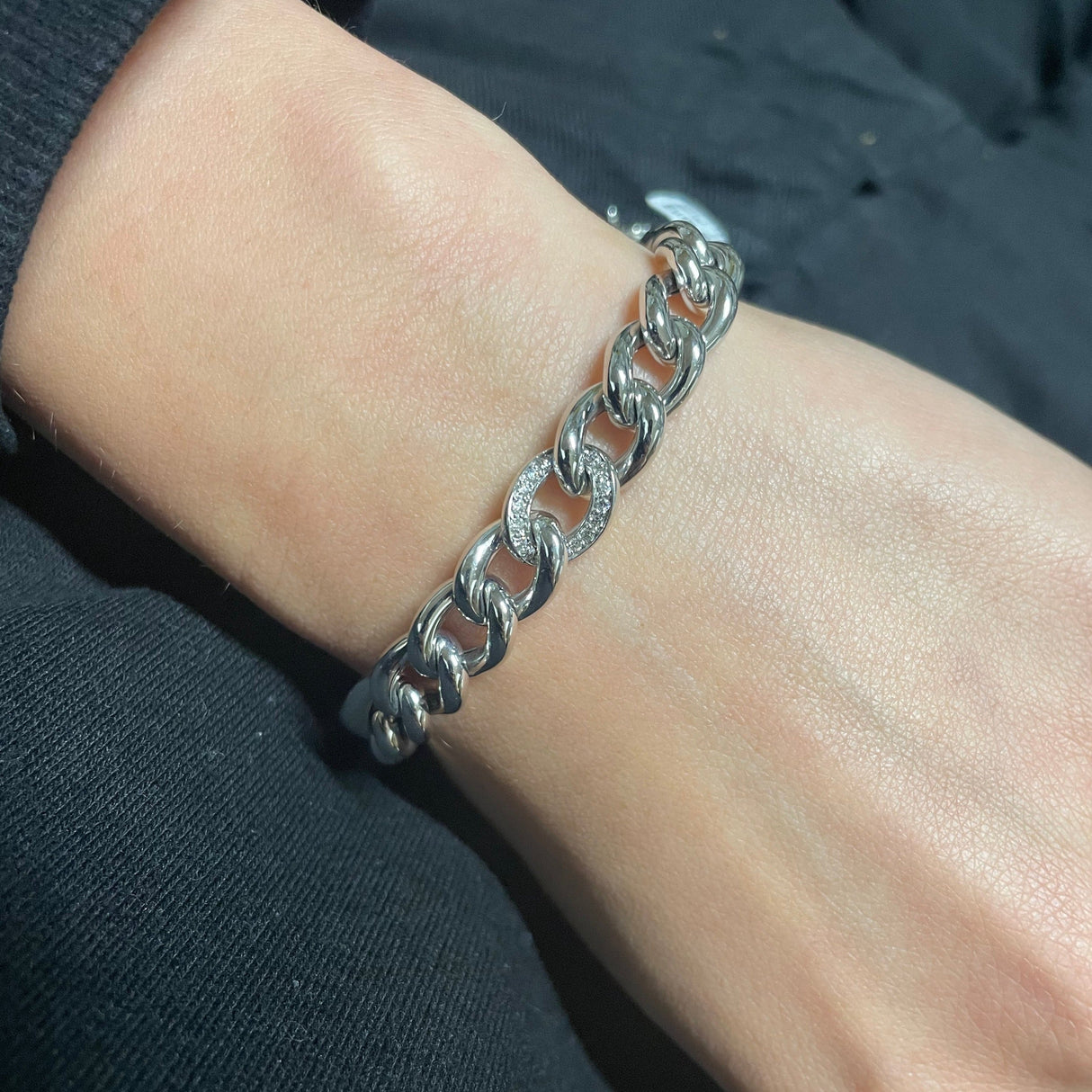 Bracciale Groumette Oro Bianco e Diamanti-Bracciali-GRANARELLI-Gioielleria Granarelli