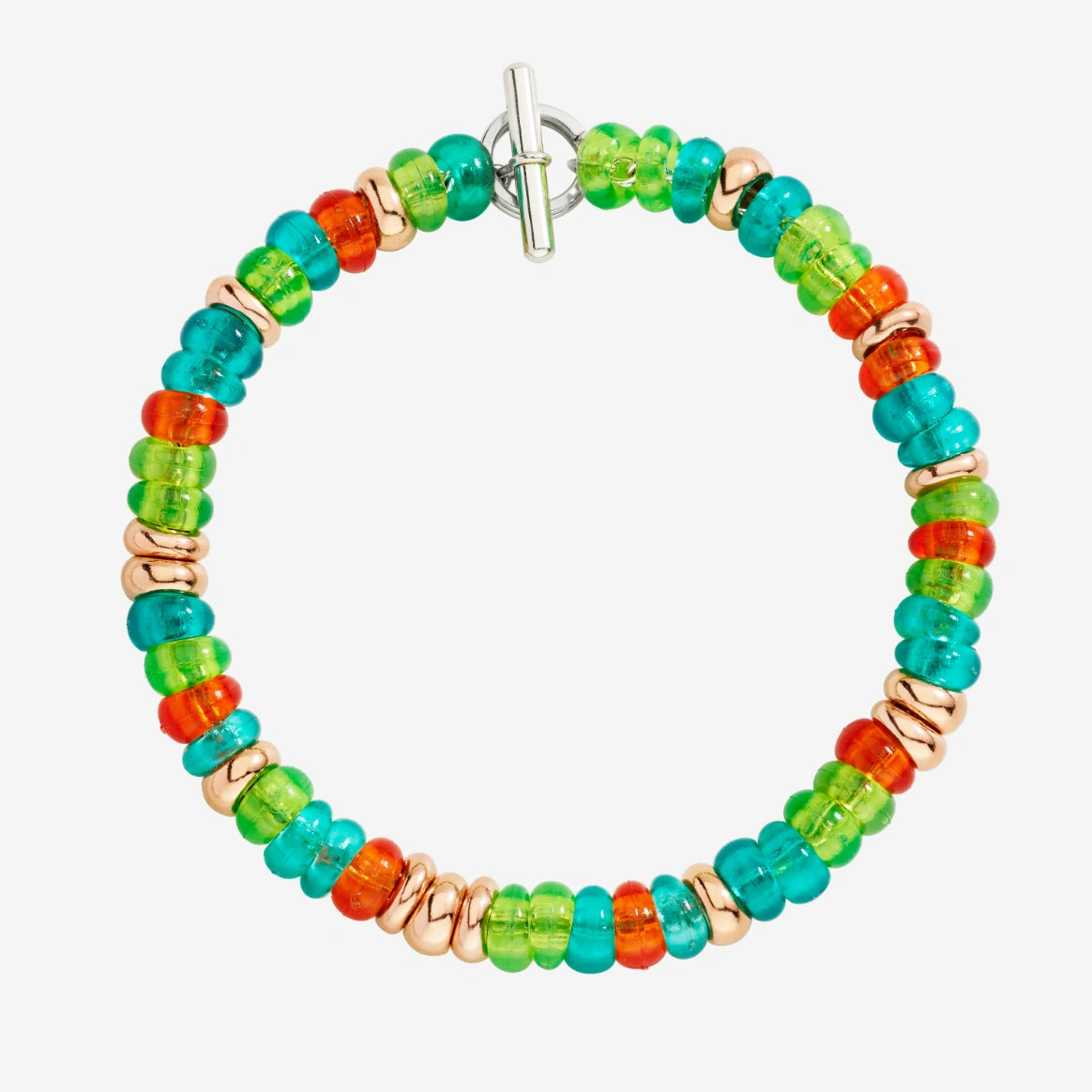 Bracciale DoDo Rondelle Argento Dorato e Plastica Riciclata Verde e Arancio