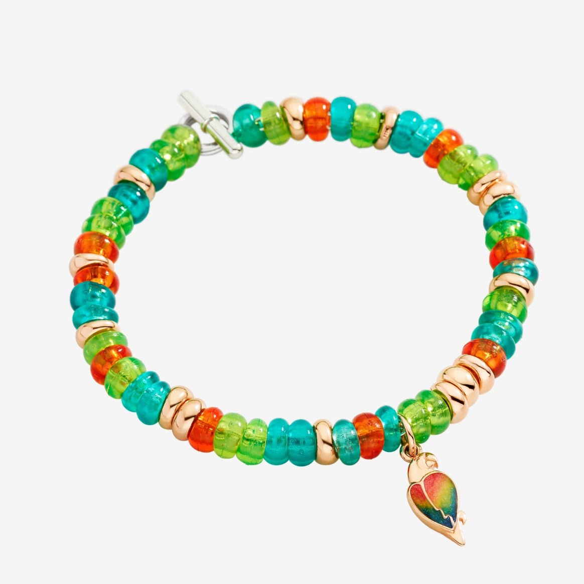 Bracciale DoDo Rondelle Argento Dorato e Plastica Riciclata Verde e Arancio