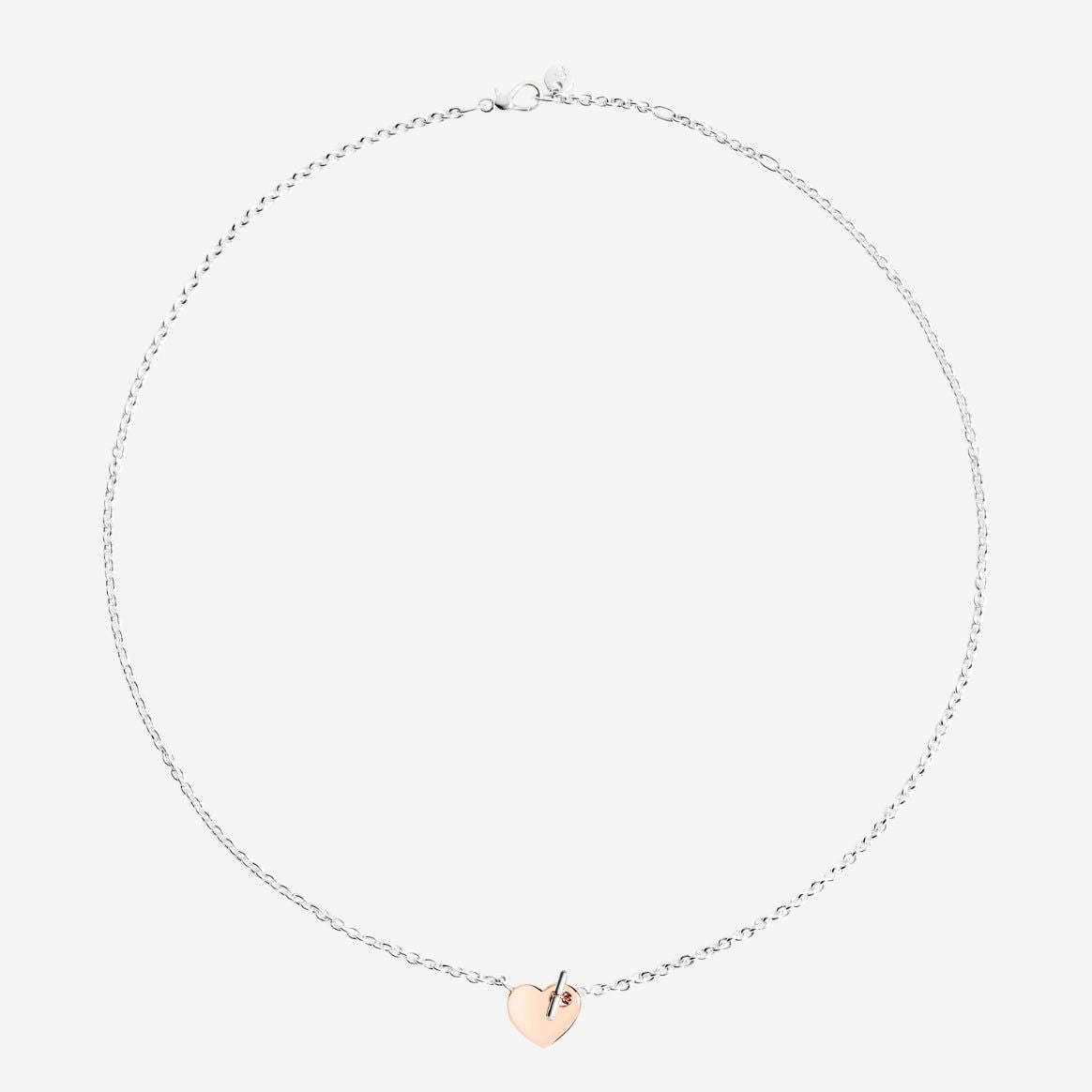 Collana DoDo Argento e Cuore Oro Rosa Tbar-Girocolli-DODO-Gioielleria Granarelli