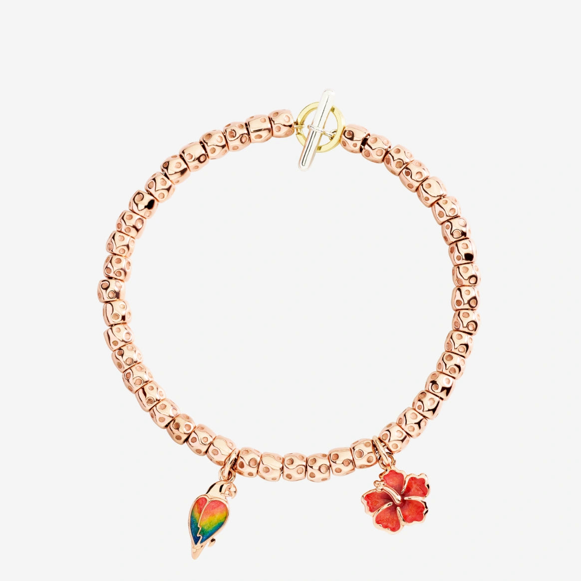 Charm DoDo Fiore di Ibisco Oro Rosa e Smalto Perlato Arancio