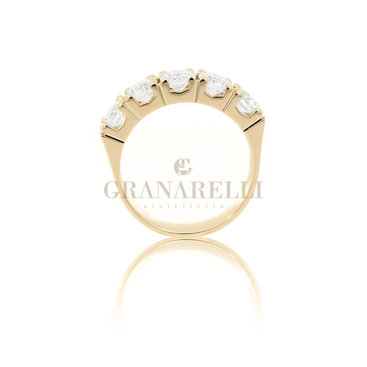 Anello Fedina 5 diamanti 1.85kt In Oro Giallo