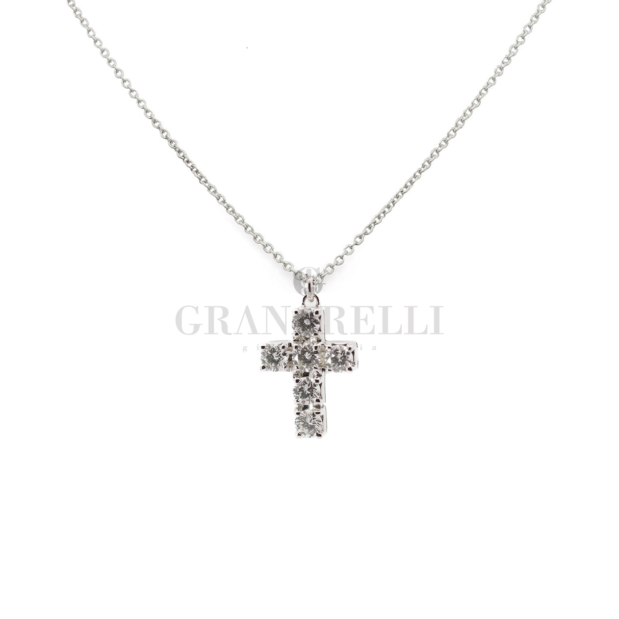 Cross necklace Diamond in white gold