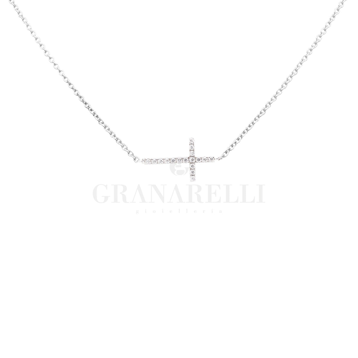 Girocollo Croce Diamanti in Oro Bianco