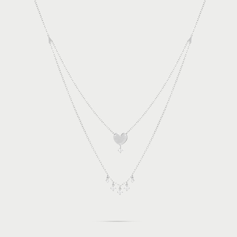 Girocollo double cuore e punti luce pendenti - Essence-Girocolli-RUE DES MILLE-Gioielleria Granarelli