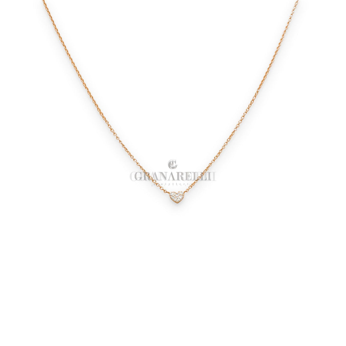Girococollo Cuore Micro Diamanti in Oro Rosa-Girocolli-CRIVELLI-Gioielleria Granarelli