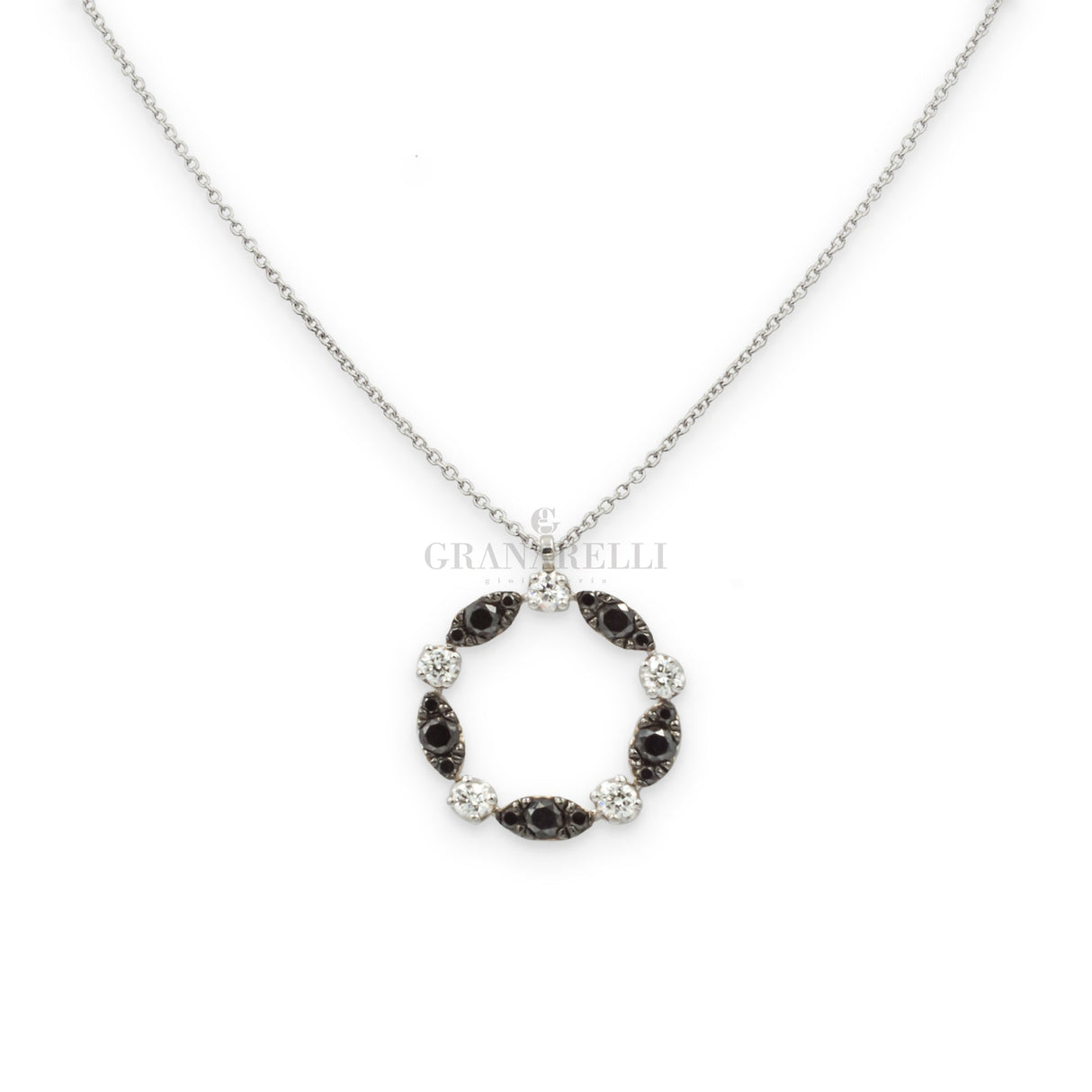 Girocollo Ghirlanda Diamanti bianchi e neri in Oro Bianco-Girocolli-CRIVELLI-Gioielleria Granarelli