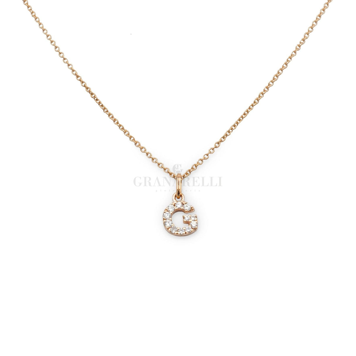 Girocolli Girocollo Iniziale G in Oro rosa con Diamanti CRIVELLI