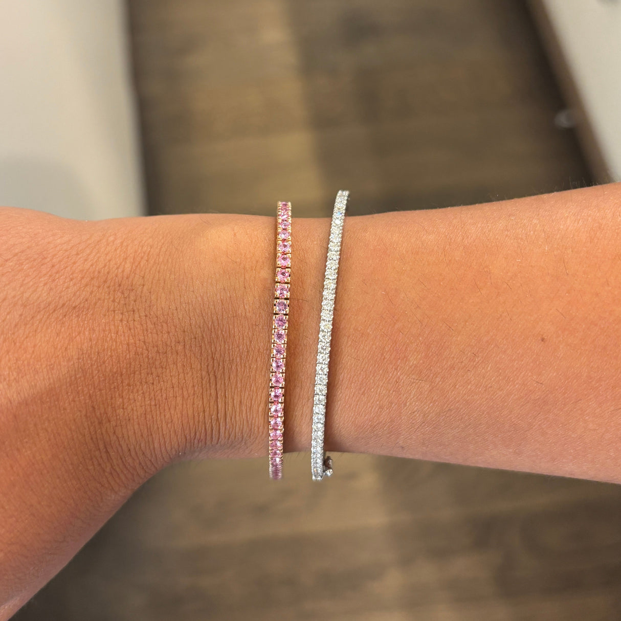 Bracciale Tennis Zaffiri Rosa in Oro Rosa 2.90ct