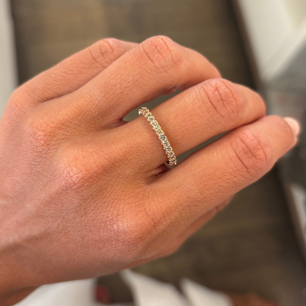 Anello Fedina di diamanti Brown in Oro Rosa