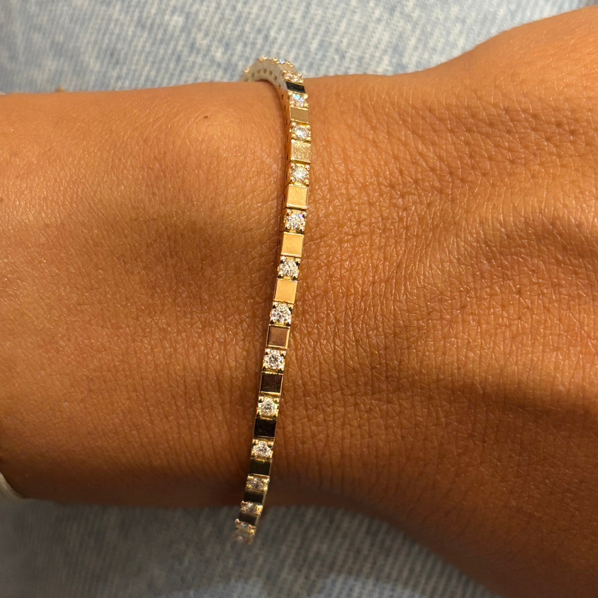 Bracciale Tennis Alternato in Oro Rosa e Diamanti