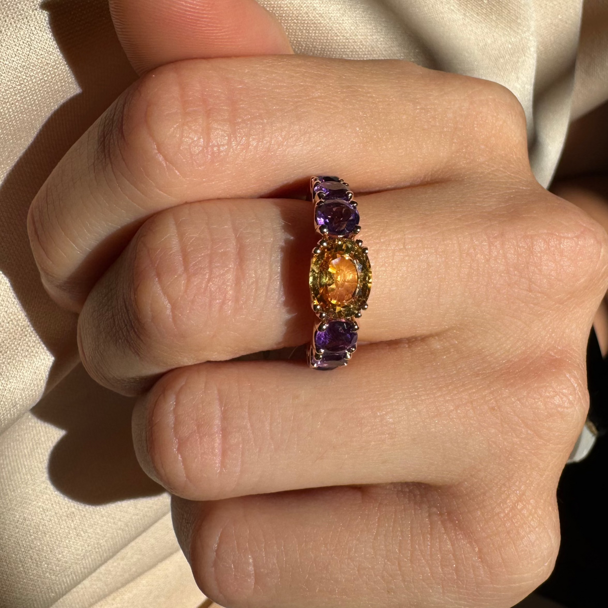 Anello Ametista e Zaffiro Yellow in Oro Rosa