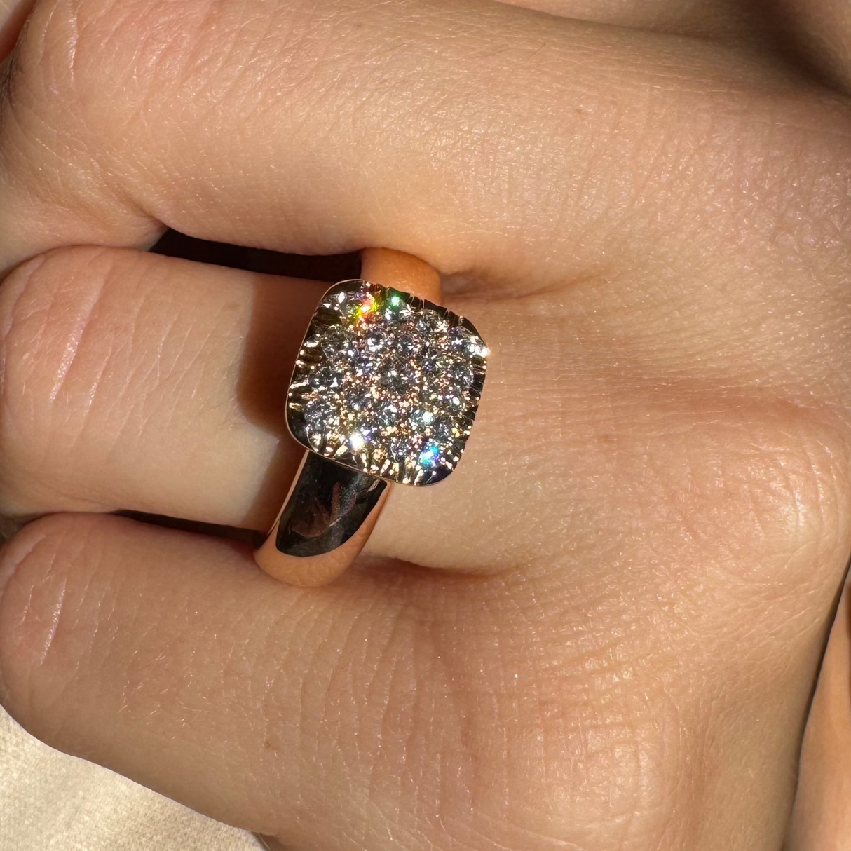 Anello Pavè di Diamanti in Oro Rosa