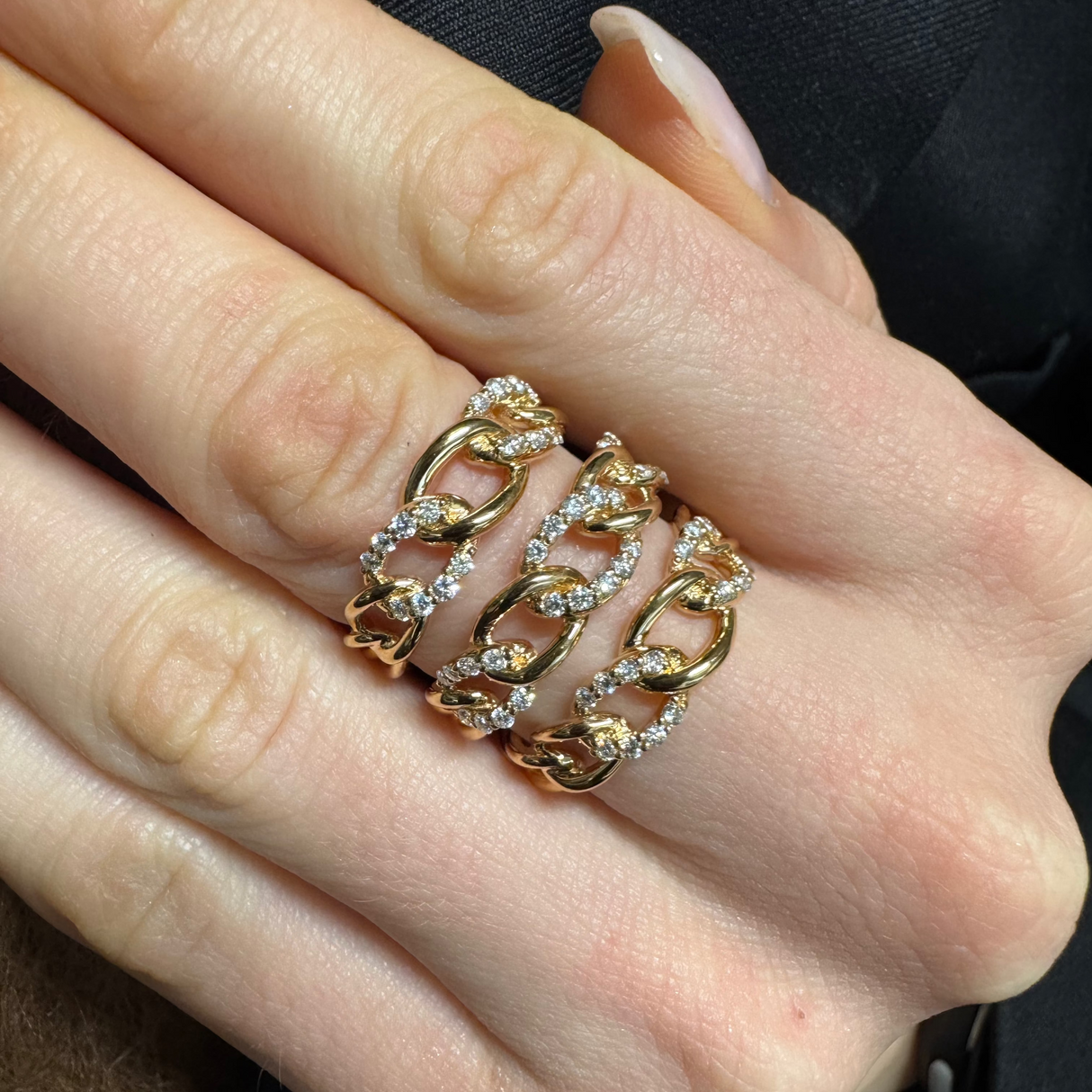 Groumette band ring in rose gold and diamonds 0.70kt