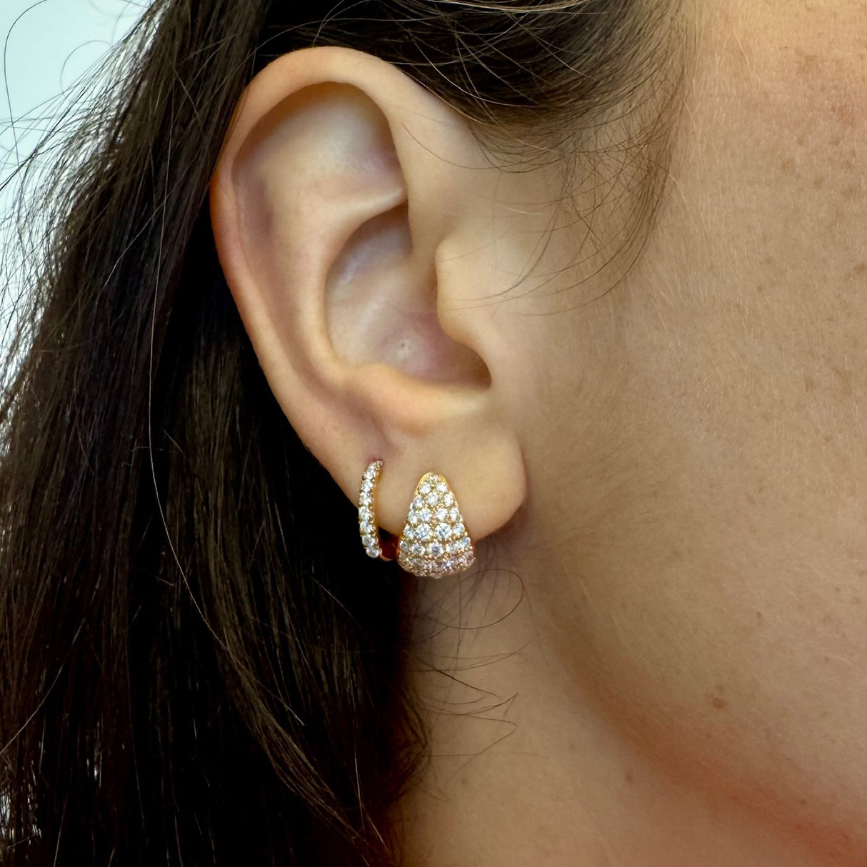 1.14kt rose gold diamond riming earrings