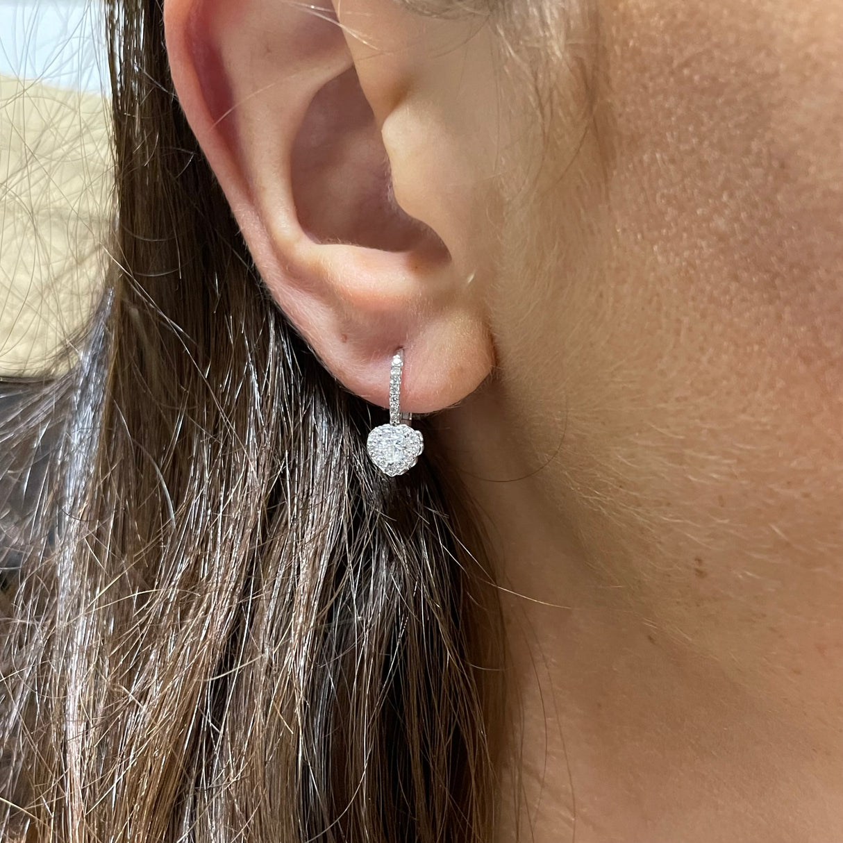 Orecchini Boccola Cuore In Oro Bianco-Orecchini-RECARLO-Gioielleria Granarelli