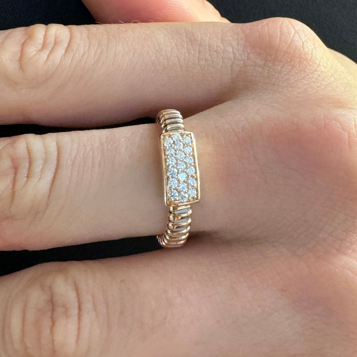 Anello fedina tubogas con Diamanti in Oro rosa