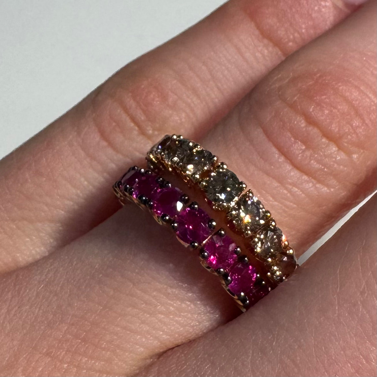 Fedina Scalata Oro Giallo e Rubini