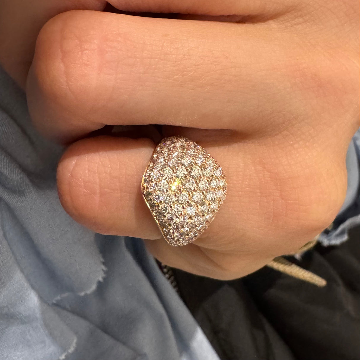 Anello Chevalier Pavè Diamanti in Oro Rosa