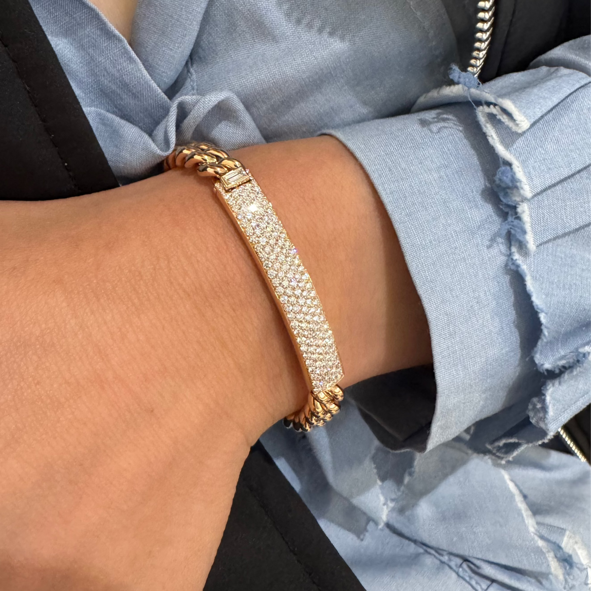 Bracciale con pavè in Oro Rosa e diamanti