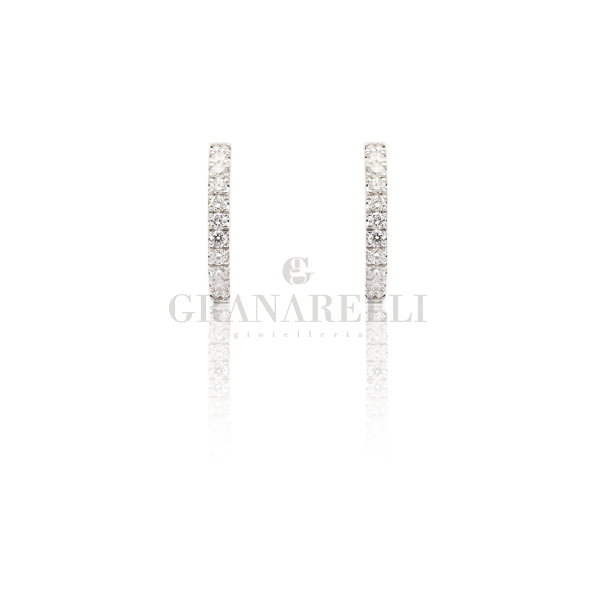 Orecchini Cerchi di Brillanti in Oro Bianco