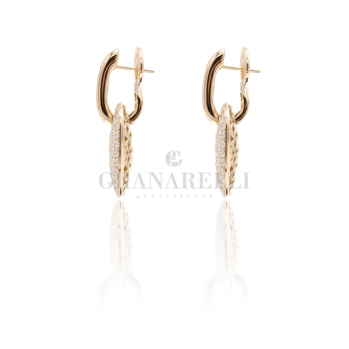 Orecchini con pavè Diamanti 3,70kt in Oro Rosa