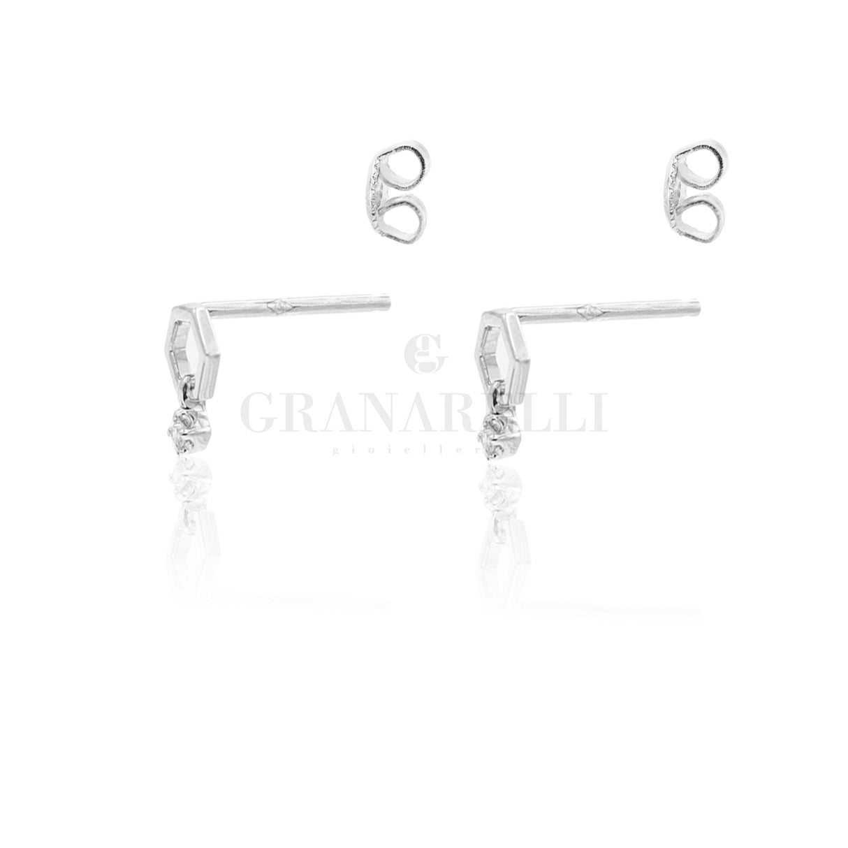 Orecchini Esagono e Diamanti Oro Bianco