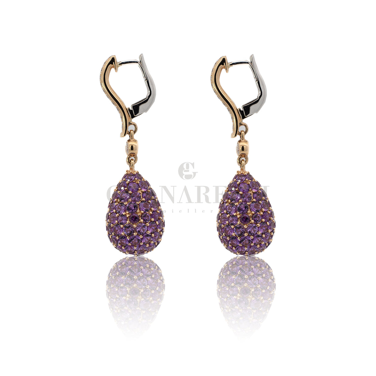 Boccola con pavè di ametista e diamanti bianchi in oro rosa-Orecchini-CRIVELLI-Gioielleria Granarelli