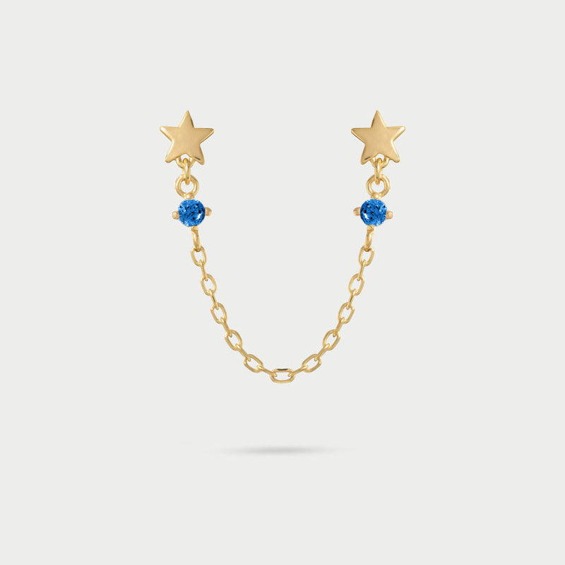 Orecchino double lobo catenella stelle con punto luce-Orecchini-RUE DES MILLE-Gioielleria Granarelli