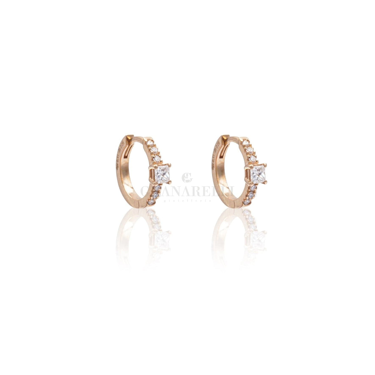 Orecchini cerchio oro rosa e diamanti B39044 | Giorgio Visconti