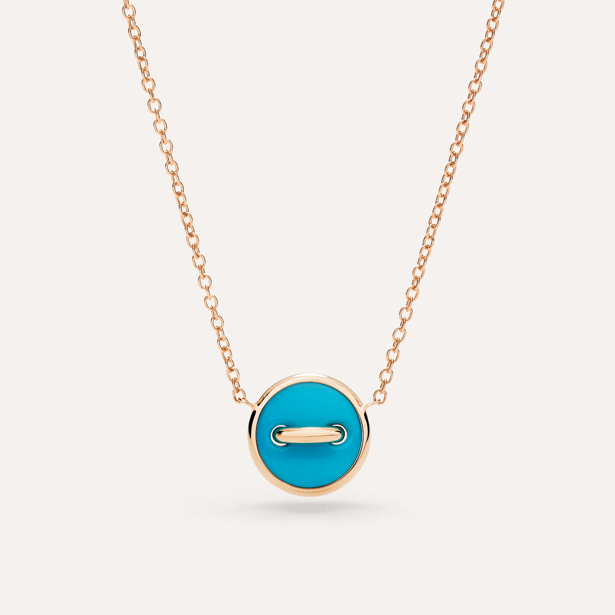 Collana Pendente Pom Pom Dot Oro Rosa, Turchese e Diamanti-Girocolli-POMELLATO-Gioielleria Granarelli