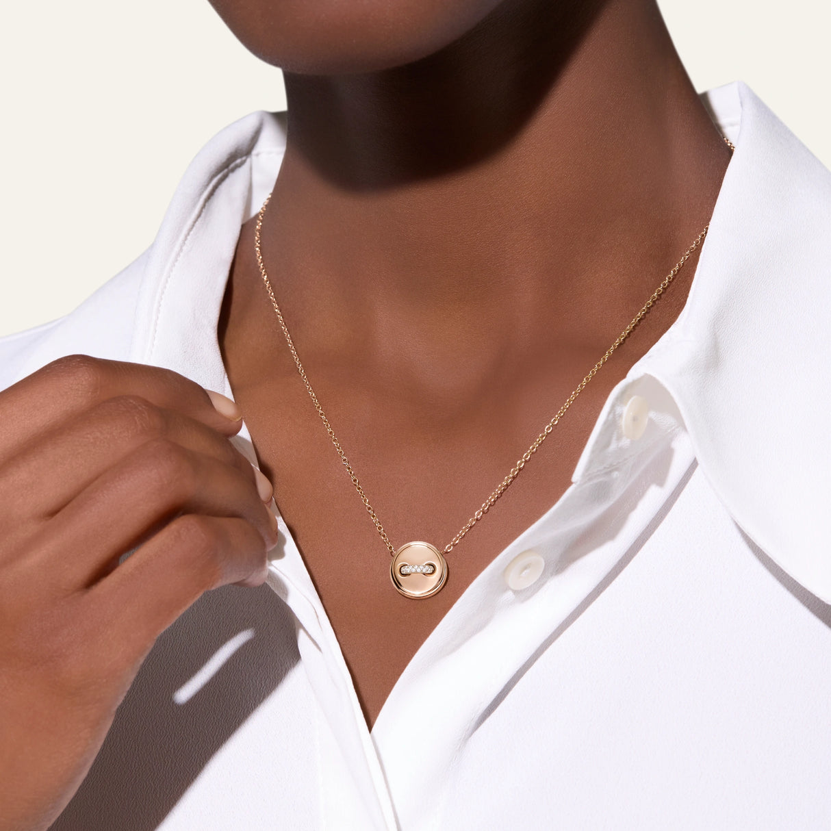 Collana Pendente Pom Pom Dot Oro Rosa, Turchese e Diamanti-Girocolli-POMELLATO-Gioielleria Granarelli