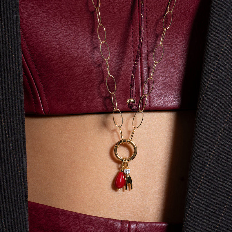 Collana Lunga Base Maglie ovali anello cerchio