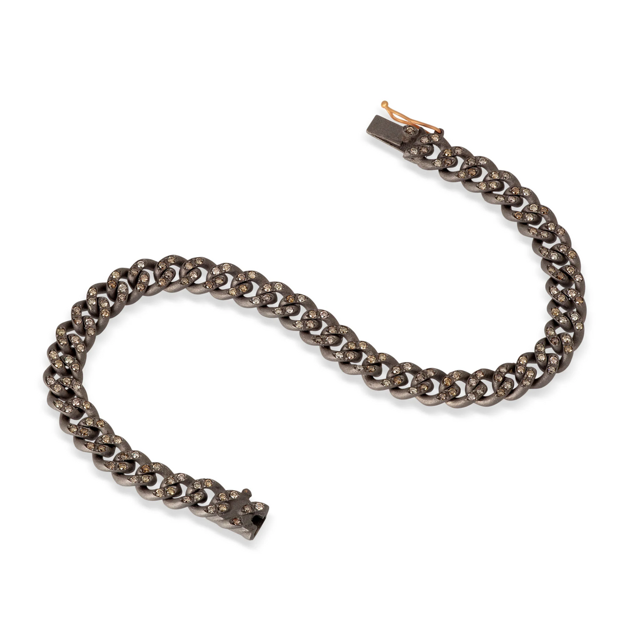 Bracciale Groumette Snodato Titanio e Diamanti Brown