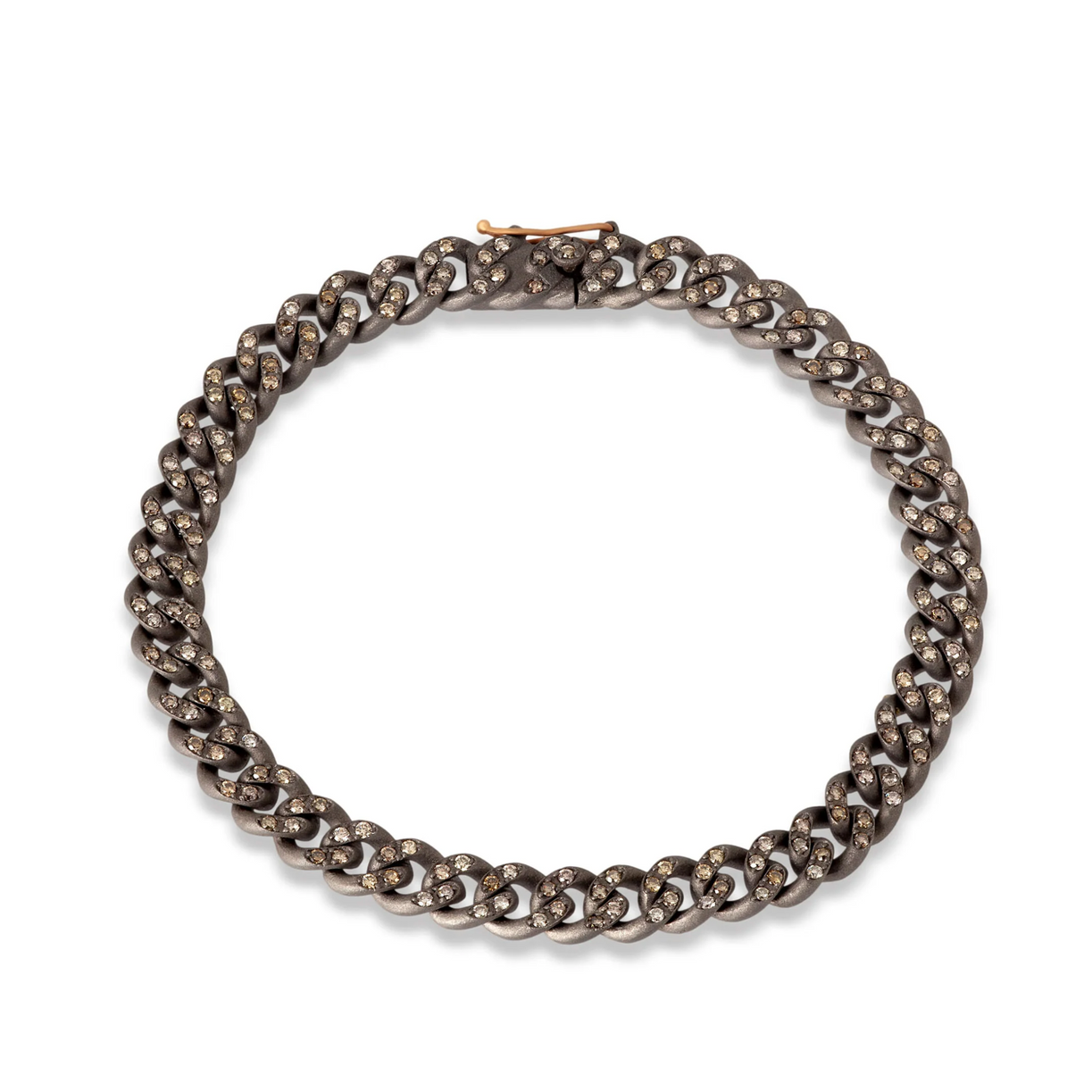 Bracciale Groumette Snodato Titanio e Diamanti Brown